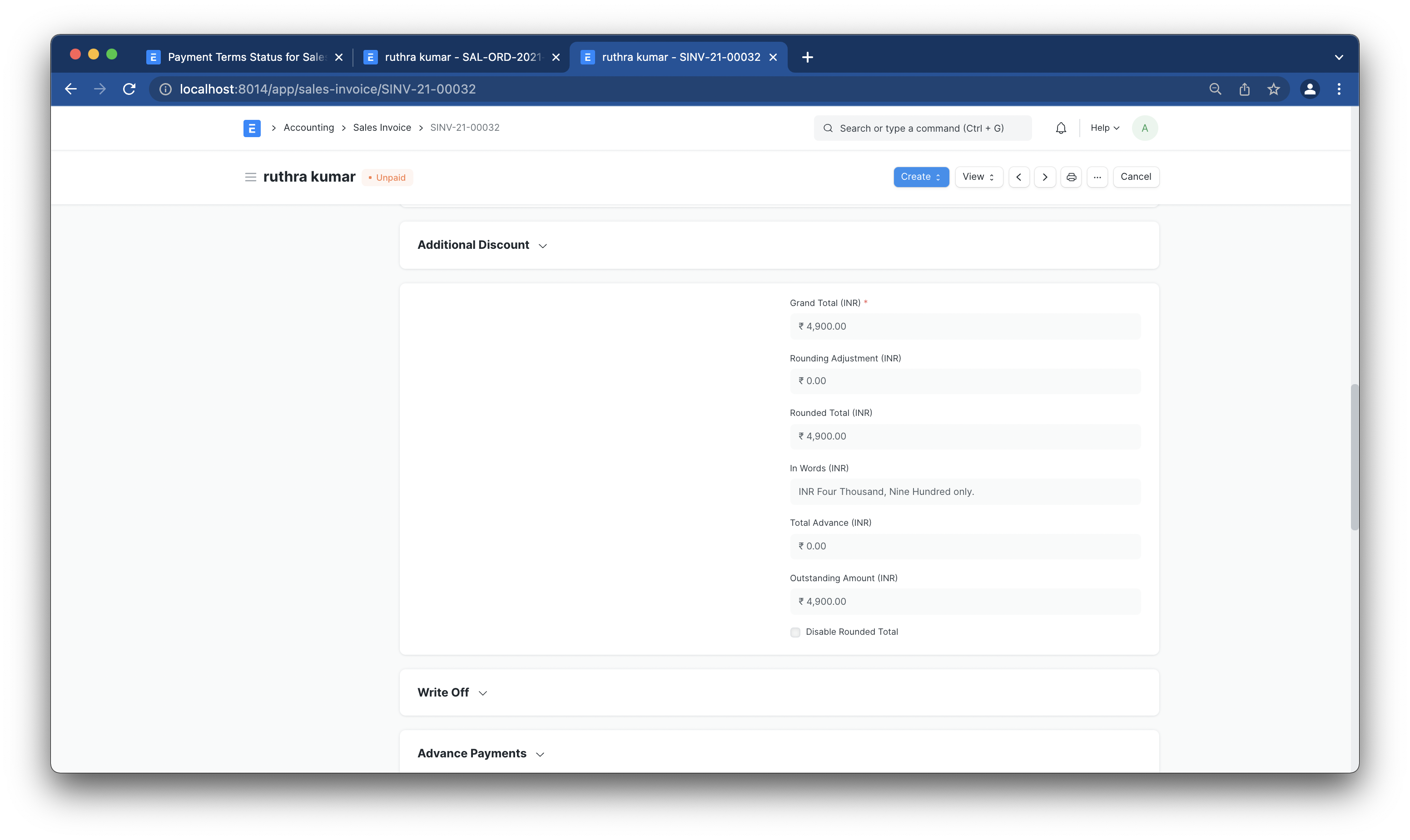 payment terms invoice